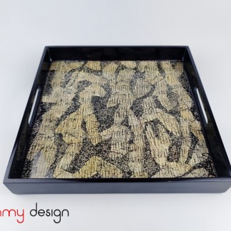 Black square lacquer tray attached with eggshell 30cm